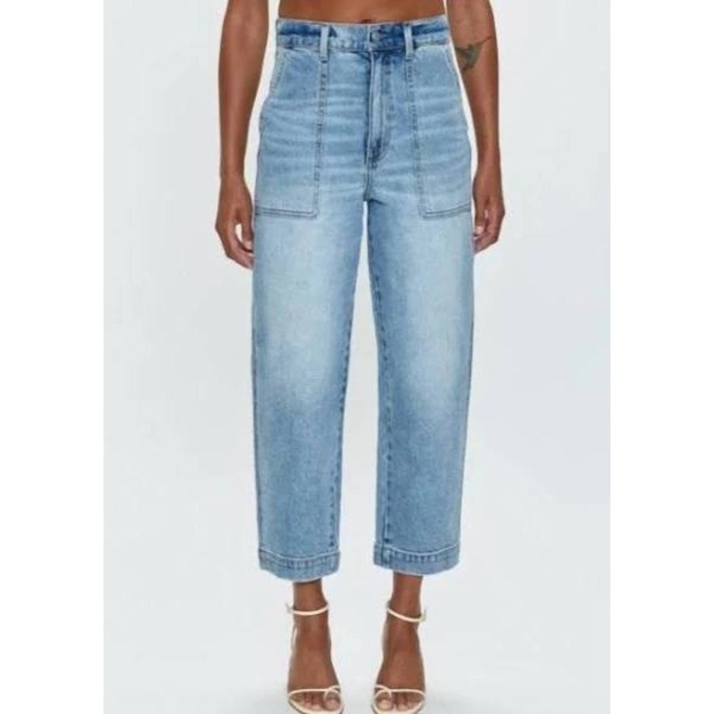 Pistola Turner Barrel Denim Jeans‎ Size 28 Light Wash Cropped Provence